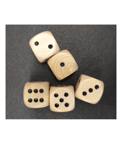 Lot 5 dés buis 18 mm - Made in Jura