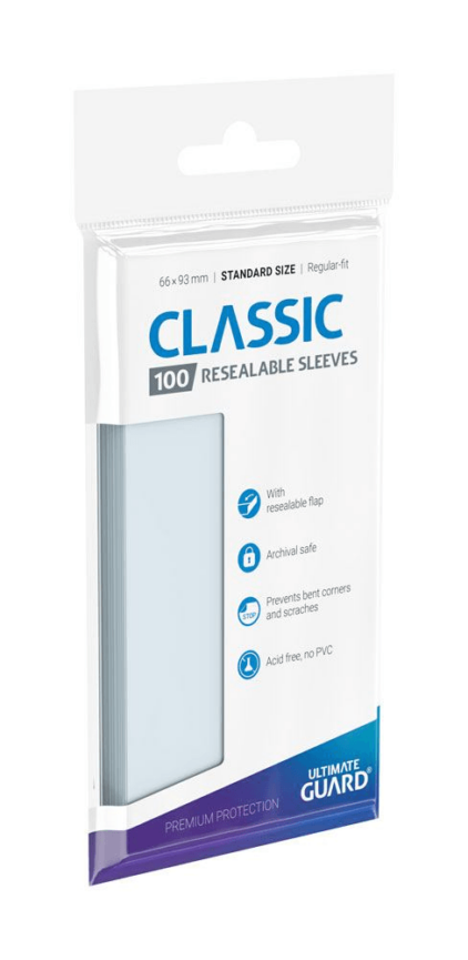 100x UGuard Sleeves Standard pochettes refermables - Transparent