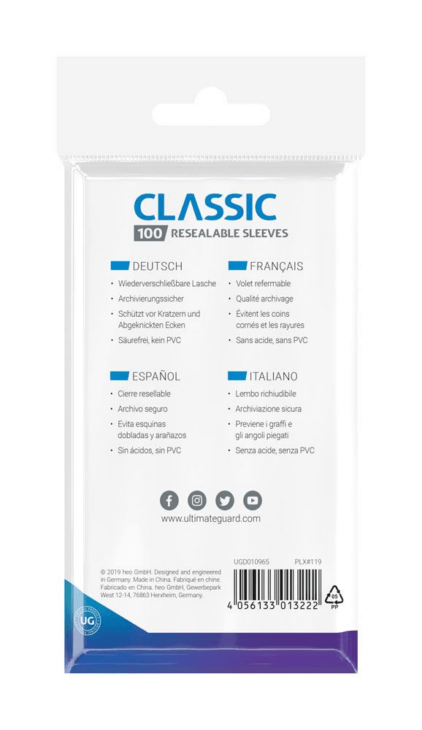 100x UGuard Sleeves Standard pochettes refermables - Transparent – Image 2