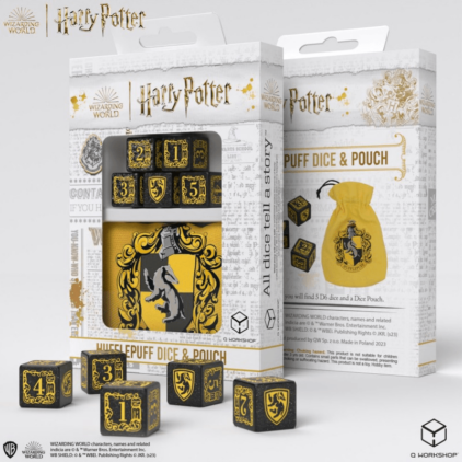 SET DE D6 + SAC À DÉS HARRY POTTER POUFSOUFFLE