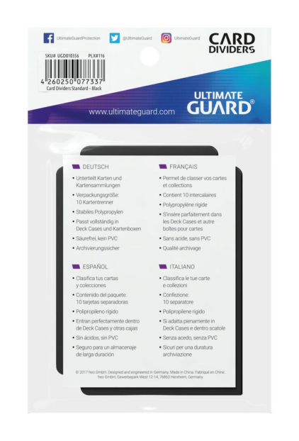 Ultimate Guard 10 intercalaires pour cartes Card Dividers taille standard Noir – Image 3