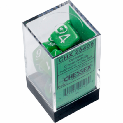 Set de 7 dés - OPAQUE - Vert/Blanc