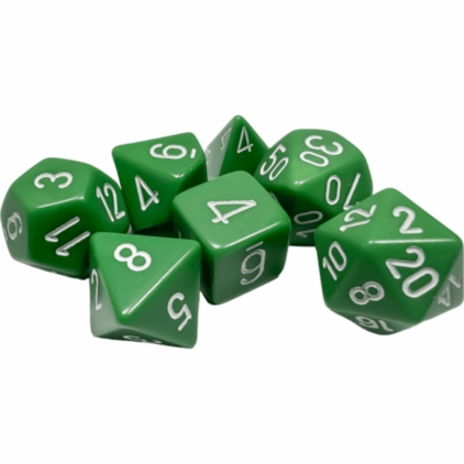 Set de 7 dés - OPAQUE - Vert/Blanc – Image 2