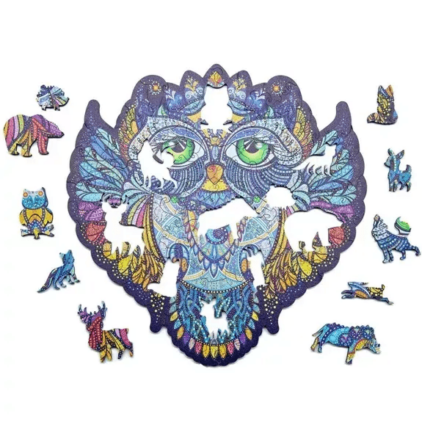 Magnifique Hibou Puzzle en bois Carton – Image 2