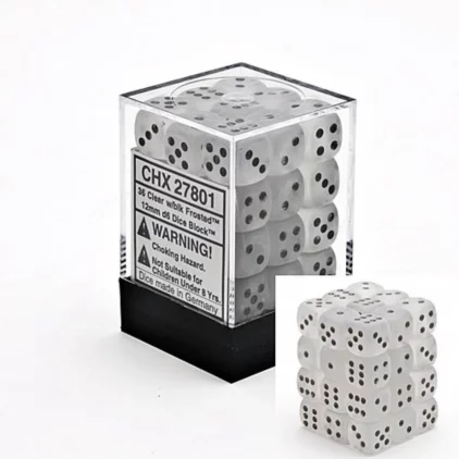 CHESSEX - Set de 36 dés 6 - FROSTED - Clair / Noir