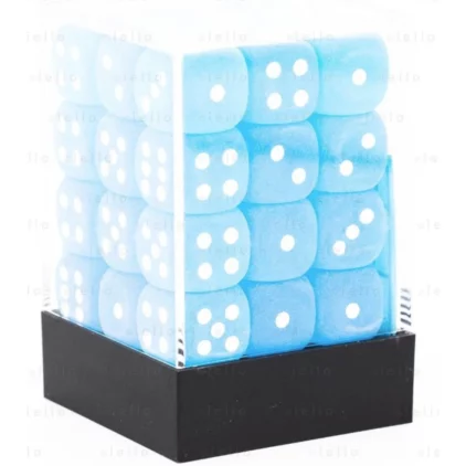 CHESSEX - Set de 36 dés 6 - FROSTED - Sarcelle / Blanc