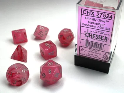 Set de 7 dés - GHOSTLY GLOW - Rose/Argent