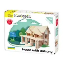 Jeu de construction en bois Maison avec Balcon 136 pièces