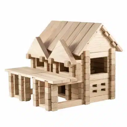 Jeu de construction en bois Maison avec Balcon 136 pièces – Image 2