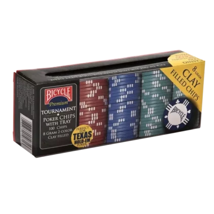 Bicycle - Set de 100 Jetons de Poker Tournament Clay Filled