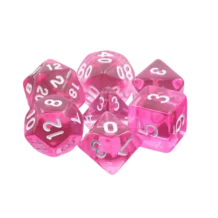 Lot de 7 Dés en boîte – Gemmes Magenta