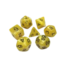 Lot de 7 Dés multiformat en boîte – Jaune Nacré