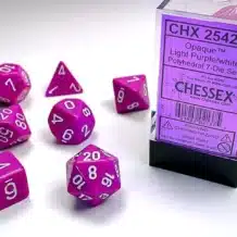 Set de 7 dés - OPAQUE - Violet Clair/Blanc