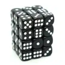 Set de 36 dés 6 - OPAQUE - Noir/Blanc